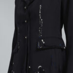 BLACK FITTED WOOL BLAZER WITH EMBROIDERY
