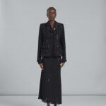 BLACK FITTED WOOL BLAZER WITH EMBROIDERY