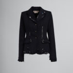 BLACK FITTED WOOL BLAZER WITH EMBROIDERY