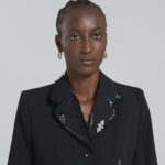 BLACK FITTED WOOL BLAZER WITH EMBROIDERY