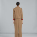 BEIGE CROPPED JACKET IN WOOL FLANNEL
