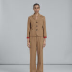 BEIGE CROPPED JACKET IN WOOL FLANNEL