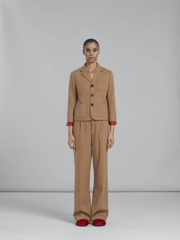BEIGE CROPPED JACKET IN WOOL FLANNEL