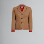 BEIGE CROPPED JACKET IN WOOL FLANNEL