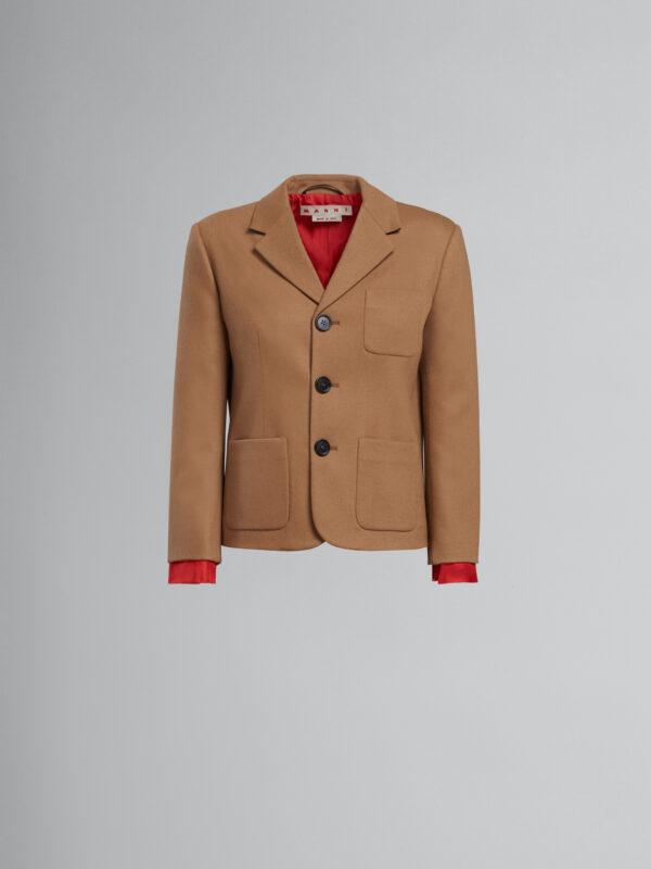 BEIGE CROPPED JACKET IN WOOL FLANNEL