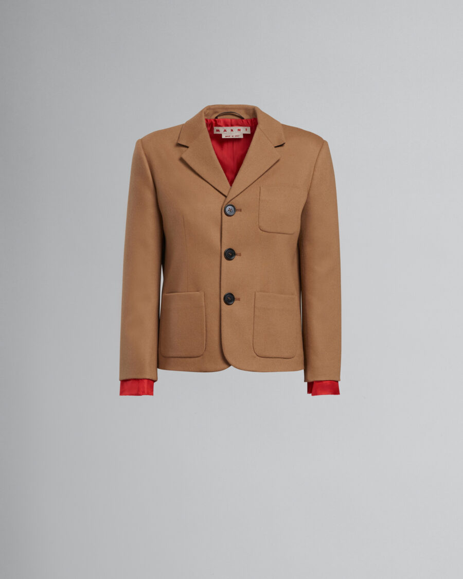 BEIGE CROPPED JACKET IN WOOL FLANNEL