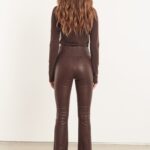 BROWN LEATHER ANKLE FLARE LEGGING