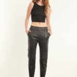 BLACK LEATHER SLIM FIT JOGGER