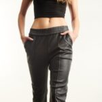 BLACK LEATHER SLIM FIT JOGGER