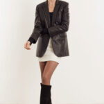 BLACK LEATHER BLAZER