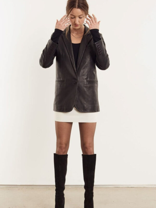 BLACK LEATHER BLAZER