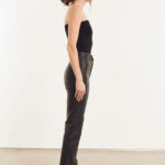 BLACK LEATHER 5 POCKET STRAIGHT LEG PANTS
