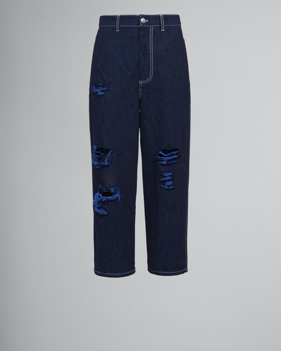 CROPPED DENIM PANTS WITH RIPS