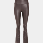 BROWN LEATHER ANKLE FLARE LEGGING