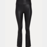 BLACK LEATHER ANKLE FLARE LEGGING