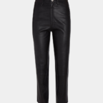 BLACK LEATHER 5 POCKET STRAIGHT LEG PANTS
