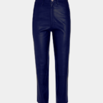 MIDNIGHT BLUE LEATHER 5 POCKET STRAIGHT LEG PANTS