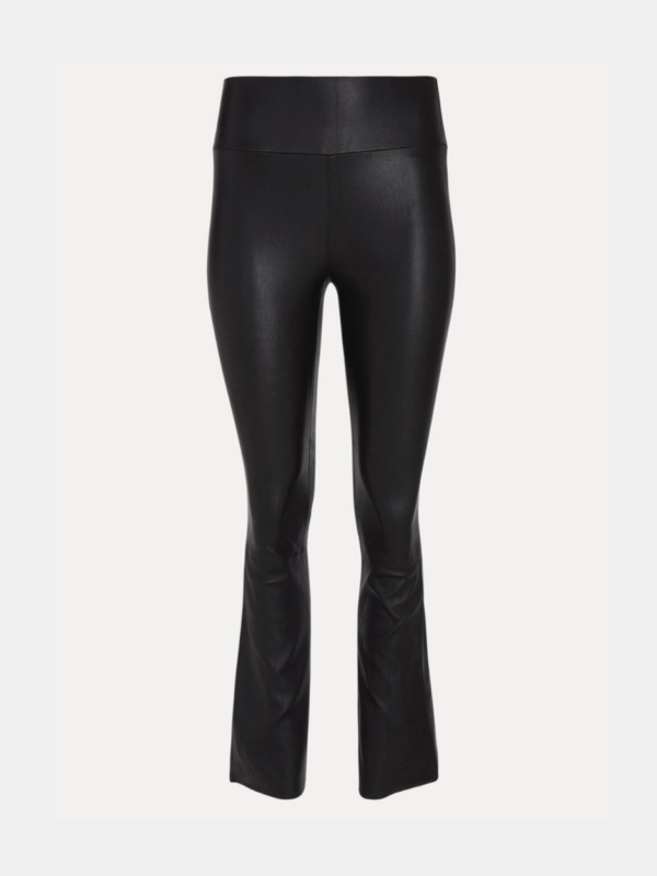 BLACK LEATHER ANKLE FLARE LEGGING