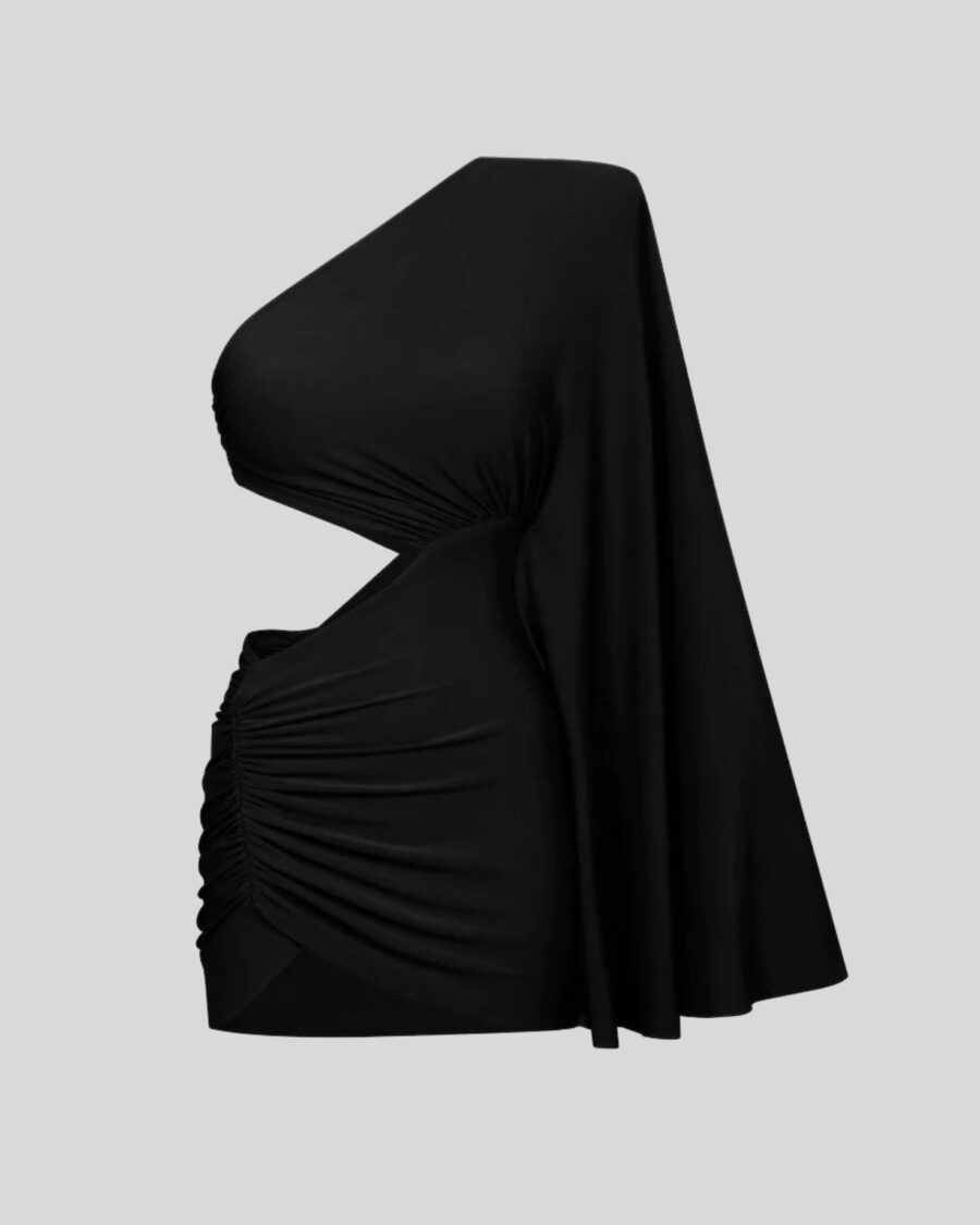 ONE SHOULDER CUTOUT JERSEY DRESS