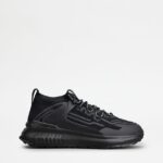 TECH FABRIC AND LEATHER SNEAKERS