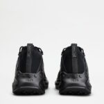 TECH FABRIC AND LEATHER SNEAKERS
