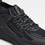 TECH FABRIC AND LEATHER SNEAKERS