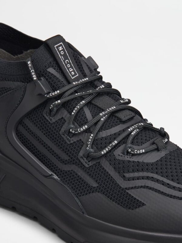 TECH FABRIC AND LEATHER SNEAKERS