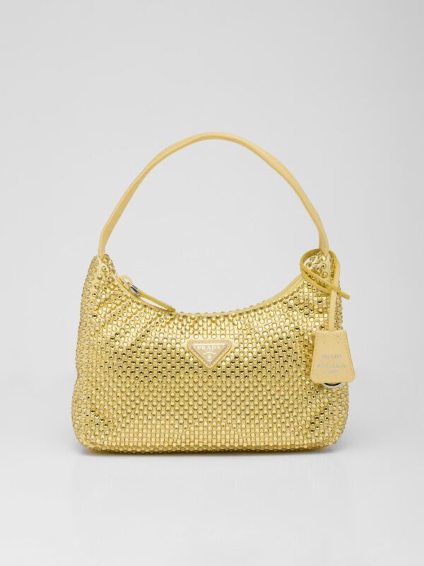SATIN RE-NYLON BAG WITH CRYSTALS