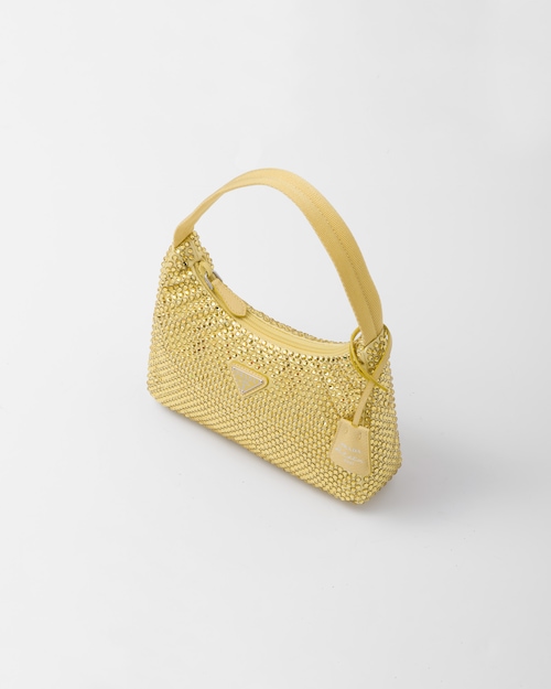 SATIN RE-NYLON BAG WITH CRYSTALS