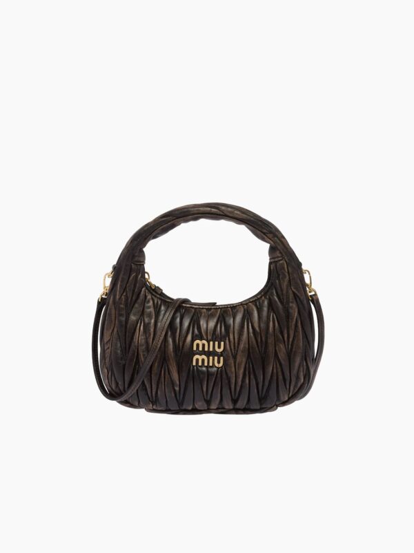 MIU WANDER MATELASSÉ NAPPA LEATHER MINI HOBO BAG