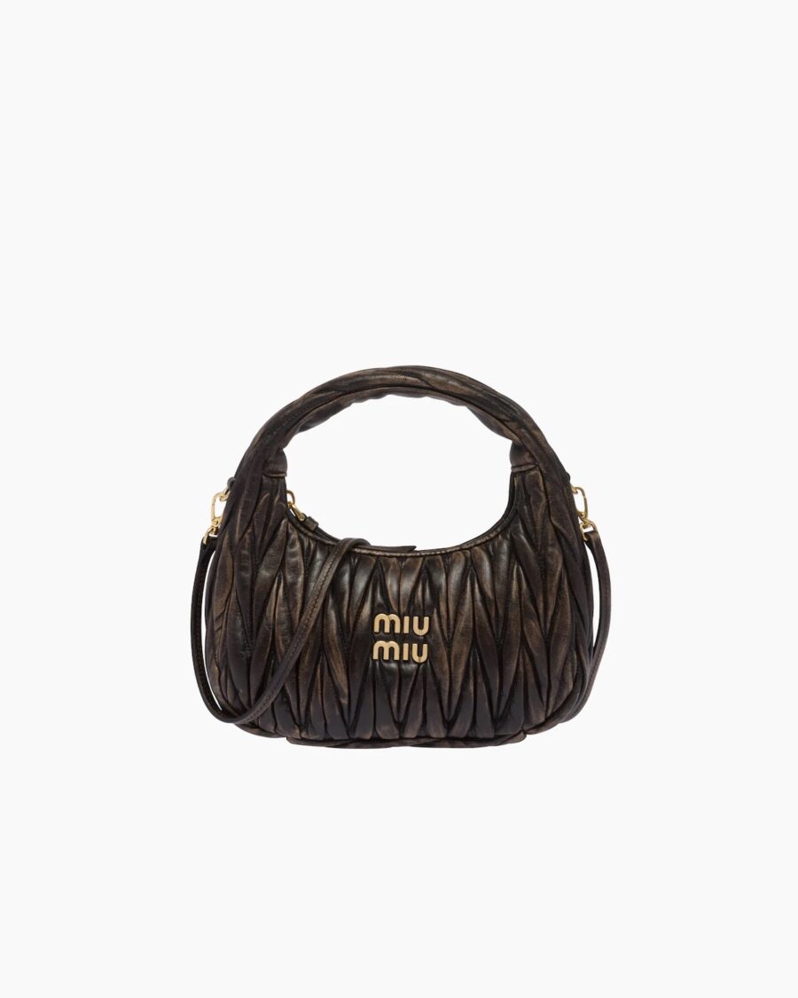 MIU WANDER MATELASSÉ NAPPA LEATHER MINI HOBO BAG