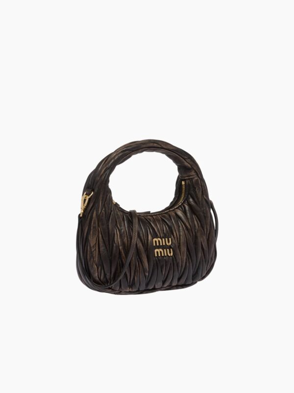 MIU WANDER MATELASSÉ NAPPA LEATHER MINI HOBO BAG