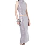 HAILE MIDI SKIRT IN ICE LAVENDER SEQUIN