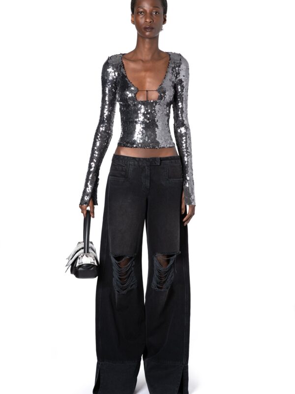 SOLARIA TOP IN ANTHRACITE SEQUIN