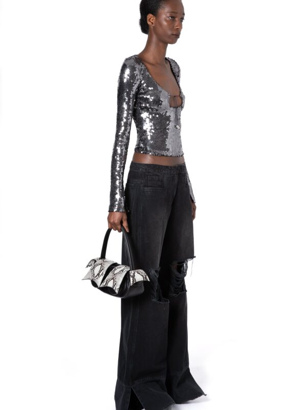 SOLARIA TOP IN ANTHRACITE SEQUIN
