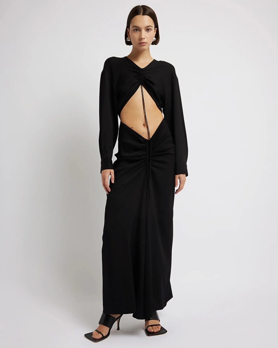 RUCHED DISCONNECT SHIRT DRESS