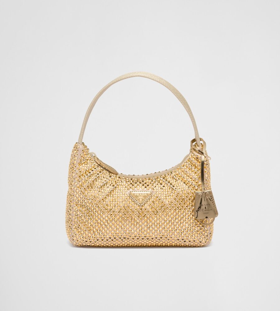 SATIN MINI BAG WITH CRYSTALS