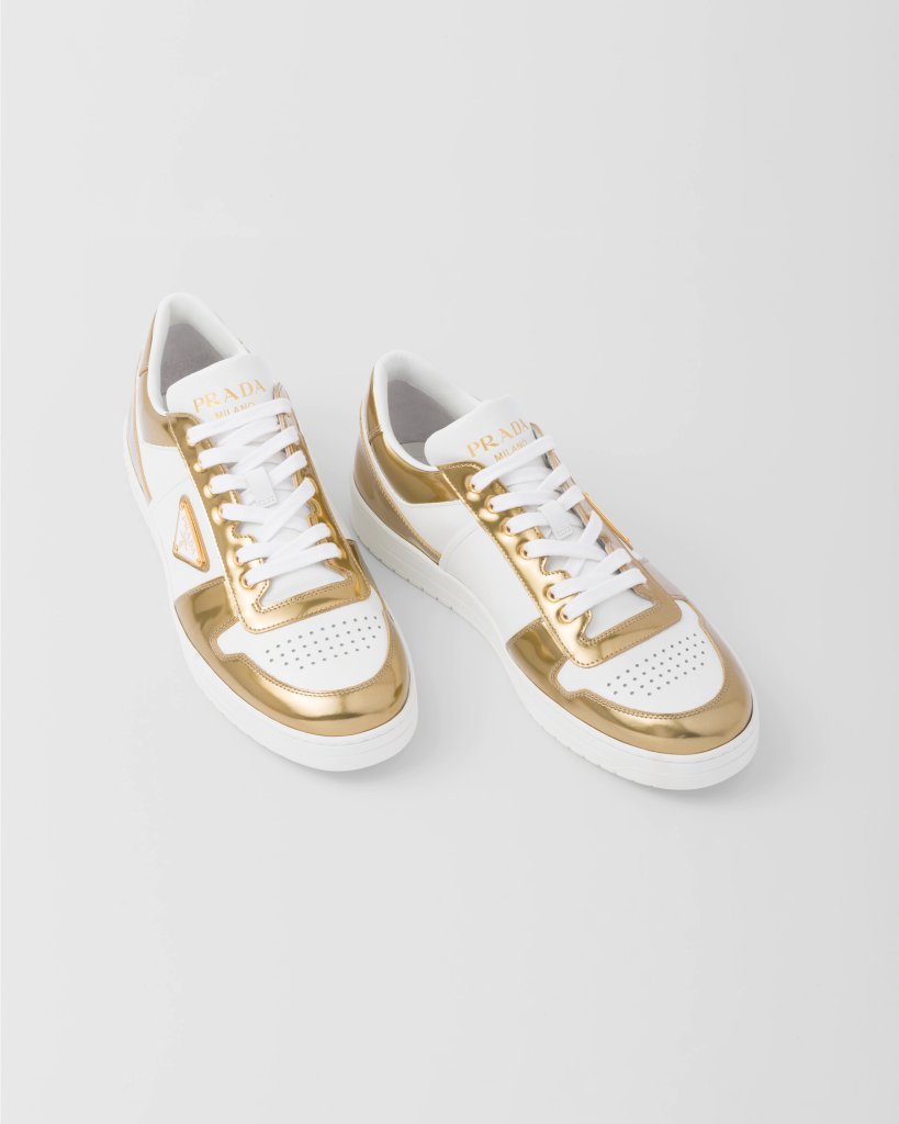 Prada Gold Glitter Leather Spiked Cap Toe Sneakers Size 6.5/37 | Yoogi's  Closet