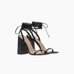 PATENT LEATHER AND GLITTER HEELED SANDAL