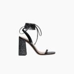 PATENT LEATHER AND GLITTER HEELED SANDAL