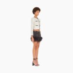 DENIM MINI SKIRT WITH FEATHERS