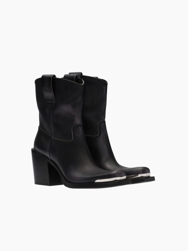 LEATHER COWBOY ANKLE BOOTS