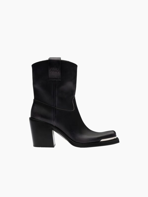LEATHER COWBOY ANKLE BOOTS