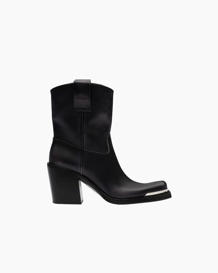 LEATHER COWBOY ANKLE BOOTS