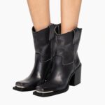 LEATHER COWBOY ANKLE BOOTS