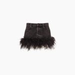 DENIM MINI SKIRT WITH FEATHERS