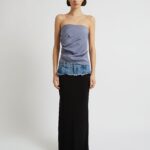DENIM BELT COLUMN SKIRT