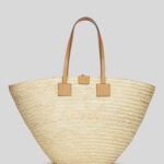 STRAW HANDBAG WITH PAISLEY LINING