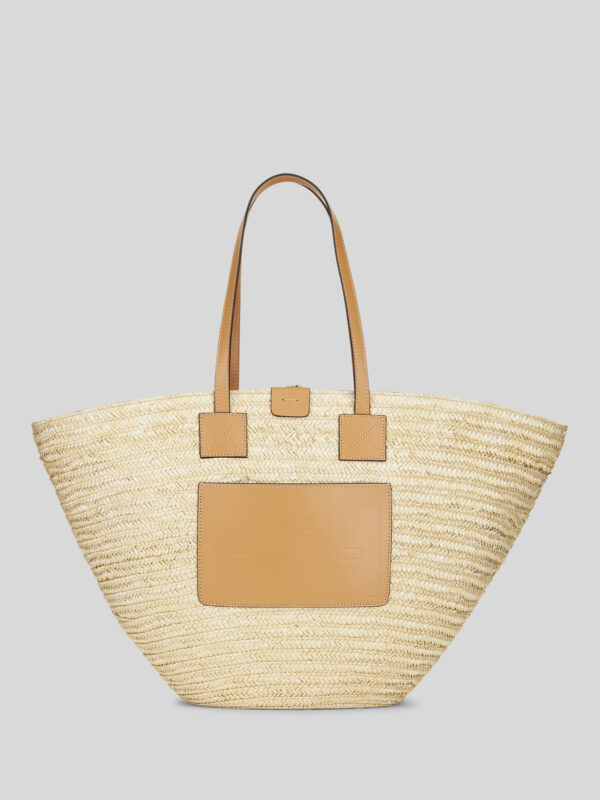 STRAW HANDBAG WITH PAISLEY LINING