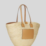 STRAW HANDBAG WITH PAISLEY LINING
